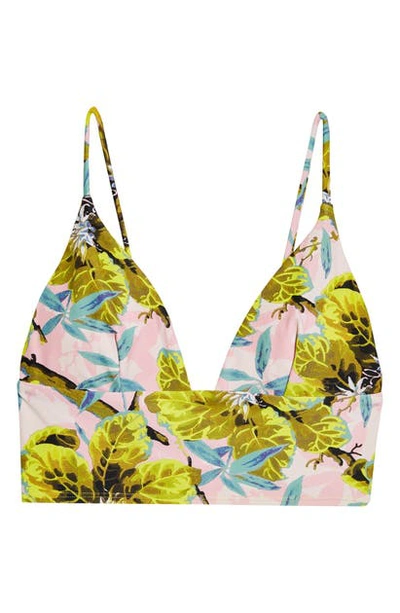 Shop Topshop Idol Tropical Print Triangle Bikini Top In Pink Multi