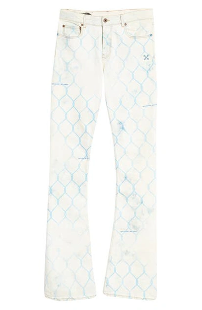 Shop Off-white Fence Print Skinny Flare Jeans In Bleach Light