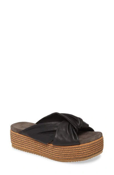 Shop Brunello Cucinelli Raffia Platform Slide Sandal In Black