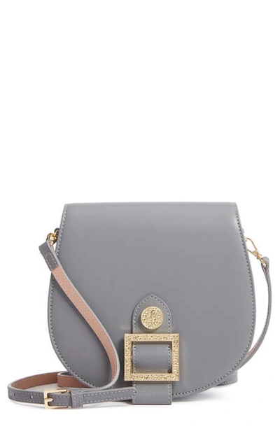 Shop Ted Baker Sonja Textured Buckle Crossbody Bag In Dark Grey