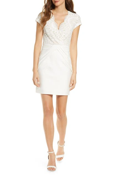 Shop Adelyn Rae Emery Lace Knit Minidress In White-nude