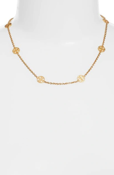 Shop Tory Burch Logo Station Necklace In Tory Gold