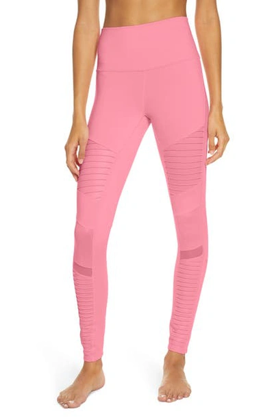 Shop Alo Yoga High Waist Moto Leggings In Macaron Pink