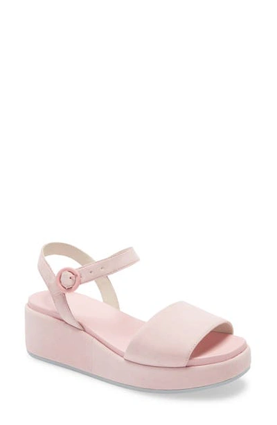Shop Camper Misia Platform Wedge Sandal In Pastel Pink Leather