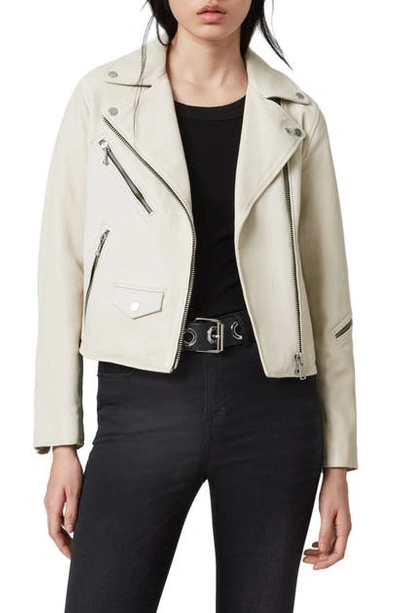 Shop Allsaints Riley Leather Moto Jacket In White