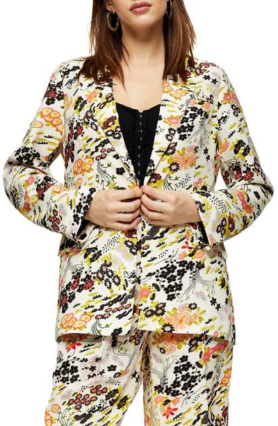 Shop Topshop Idol Floral Print Jacket In Ivory Multi