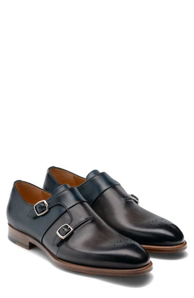 Shop Magnanni Maurici Diversa Monk Strap Shoe In Grey & Navy