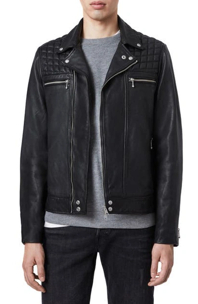 Shop Allsaints Ronver Leather Biker Jacket In Black
