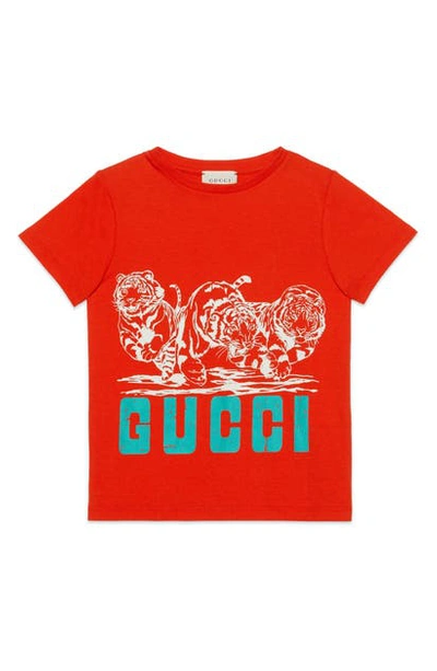 Shop Gucci Logo Graphic T-shirt In Vibrant Flame