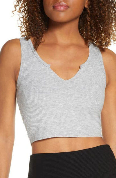 Shop Year Of Ours Cropped Notch Tank Top In Heather Grey
