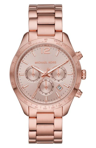 Shop Michael Kors Layton Chronograph Bracelet Watch, 42mm In Rose Gold