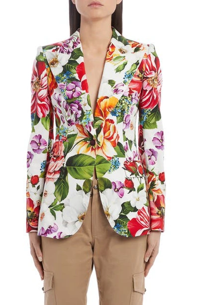 Shop Dolce & Gabbana Floral Print Blazer In Ha1ak Floral