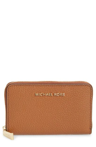 Shop Michael Michael Kors Small Za Leather Wallet In Luggage