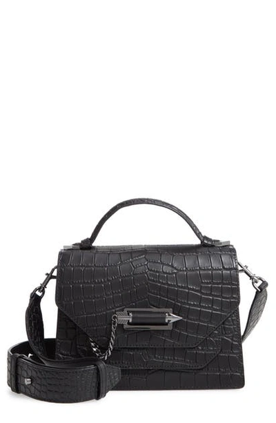 Shop Mackage Keeley Croc Embossed Leather Crossbody Bag In Black