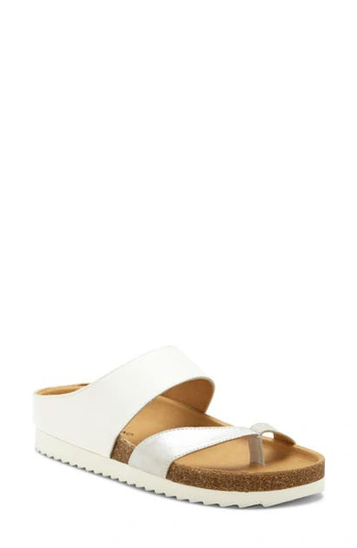 Shop Lucky Brand Harribel Slide Sandal In Silver/ Angora Leather