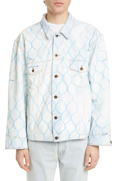Shop Off-white Fence Print Denim Jacket In Bleach Light Blue