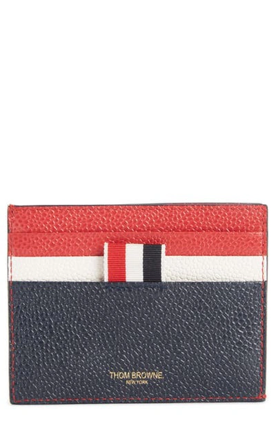 Shop Thom Browne Leather Card Holder In White