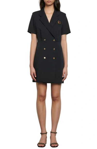 Shop Sandro Double Breasted Minidress In Navy