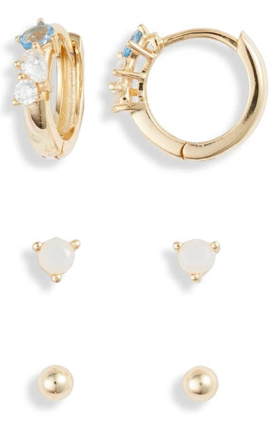 Shop Argento Vivo Set Of Three Huggie & Stud Earrings In Gold