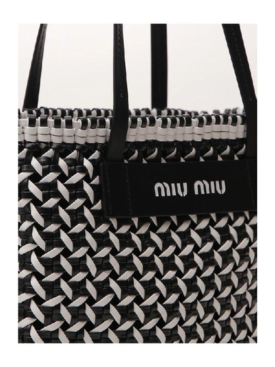 Shop Miu Miu Colour Block Woven Tote Bag In Multi