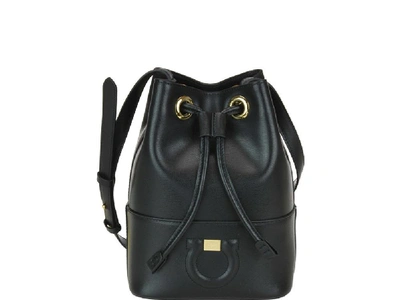 Shop Ferragamo Salvatore  Gancini Bucket Bag In Black