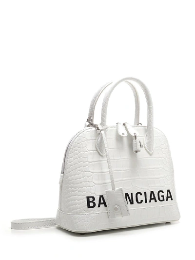 Shop Balenciaga Ville Embossed Logo Tote Bag In White