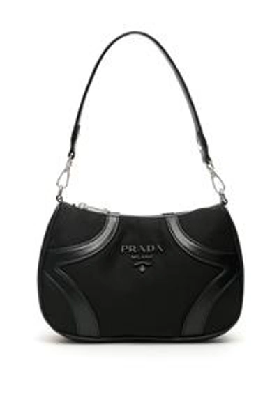 Shop Prada Logo Bowling Bag In Black