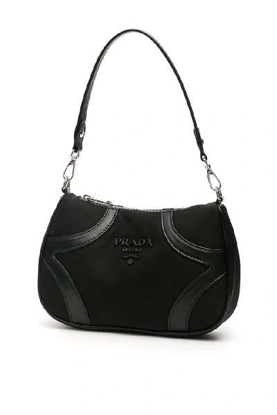 Shop Prada Logo Bowling Bag In Black