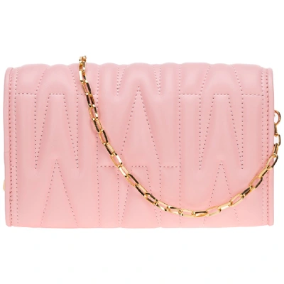 Shop Moschino Quilted Chain Wallet In Pink
