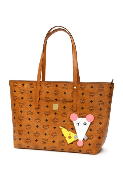Shop Mcm Anya Rat Detail Tote Bag In Brown