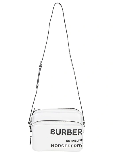 Shop Burberry Logo Shoulder Bag In White