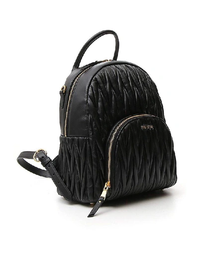 Shop Miu Miu Matelassé School Backpack In Black