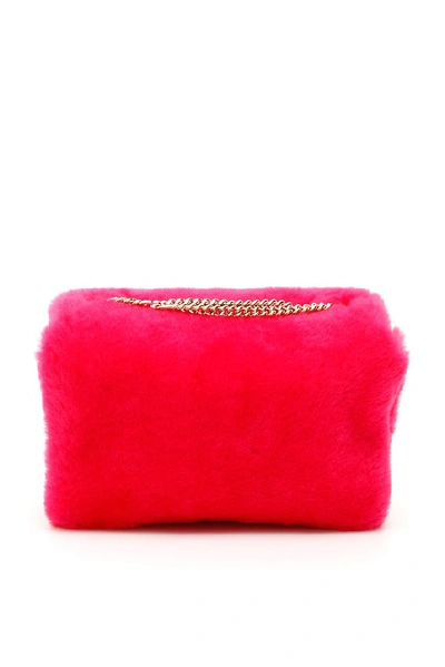Shop Fendi Bag Bugs Shearling Shoulder Bag In Red