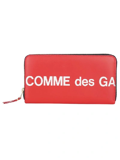 Shop Comme Des Garçons Wallet Logo Print Wallet In Red