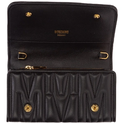 Shop Moschino Quilted Chain Wallet In Black