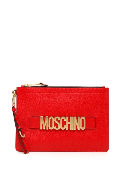 Shop Moschino Logo Pouch In Red