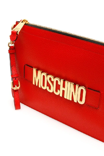 Shop Moschino Logo Pouch In Red