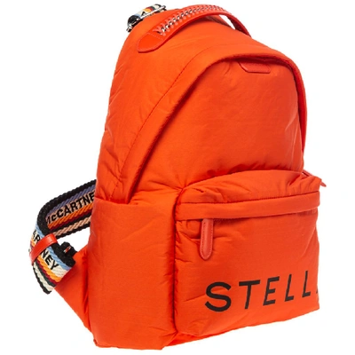 Shop Stella Mccartney Logo Printed Backpack In Orange