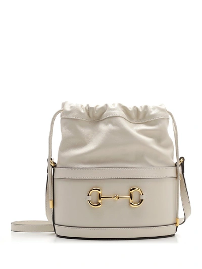 Shop Gucci 1955 Horsebit Bucket Bag In White