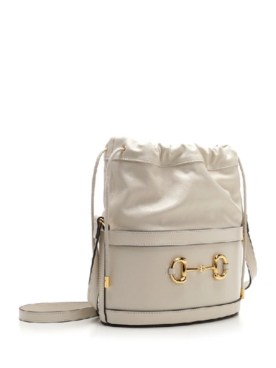 Shop Gucci 1955 Horsebit Bucket Bag In White