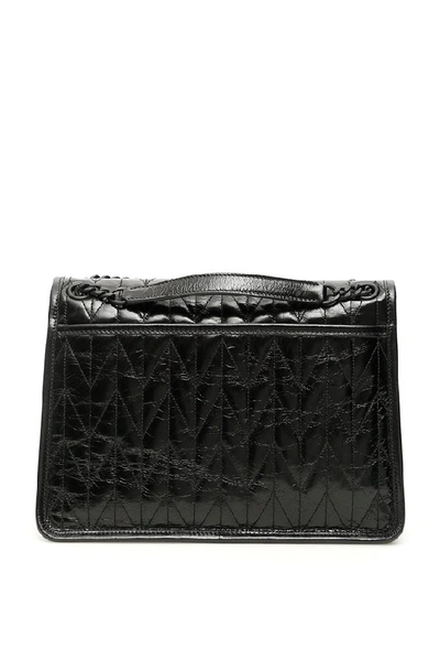 Shop Miu Miu Quilted Foldover Logo Shoulder Bag In Black