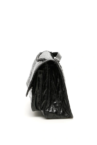 Shop Miu Miu Quilted Foldover Logo Shoulder Bag In Black