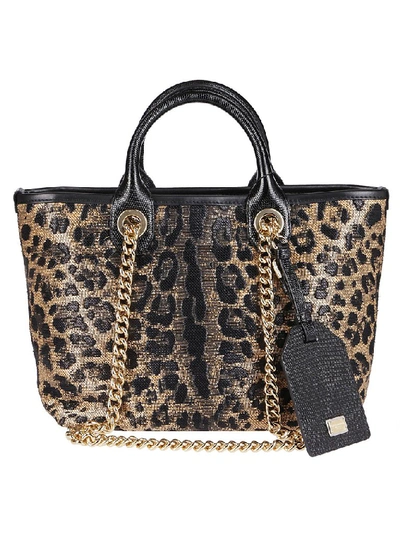 Shop Dolce & Gabbana Leopard Print Tote Bag In Multi