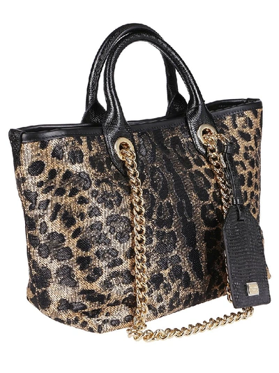 Shop Dolce & Gabbana Leopard Print Tote Bag In Multi