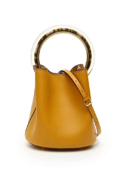 Shop Marni Pannier Top Handle Bucket Bag In Yellow