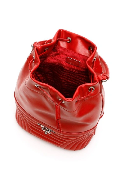 Shop Prada Logo Bucket Bag In Red