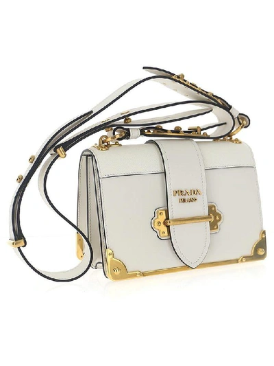 Shop Prada Cahier Shoulder Bag In White