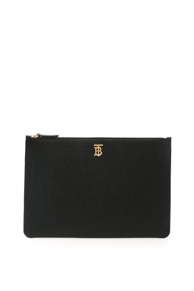 Shop Burberry Tb Logo Pouch In Black