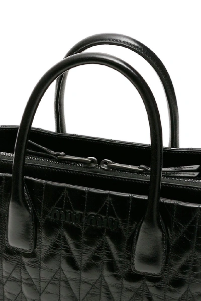 Shop Miu Miu Quilted Tote Bag In Black