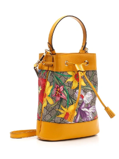 Shop Gucci Ophidia Gg Floral Small Bucket Bag In Multi